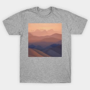 Flock of Birds Over Sandy Desert Hills Landscape Digital Illustration T-Shirt